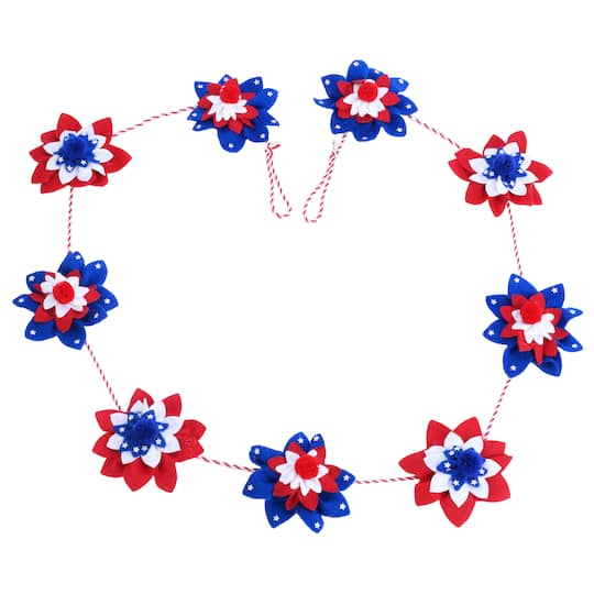6ft. Red, White &#x26; Blue Flower Garland by Celebrate It&#x2122;